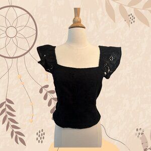 💫 NWT Sofia Jeans Black Ruffle Sleeve Top 💫